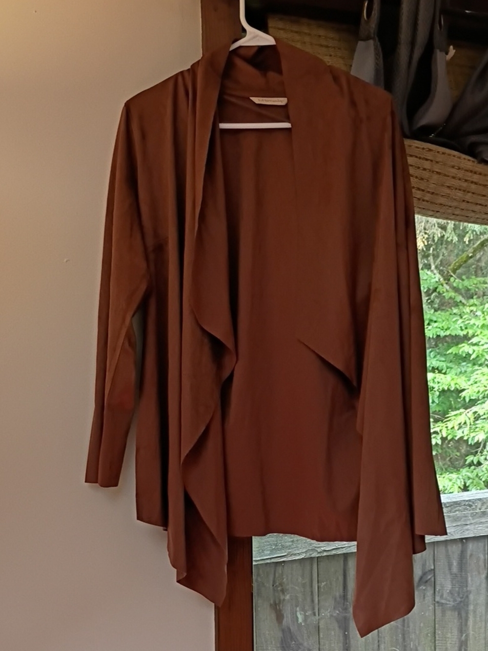 Brown  Faux Suede Draped Open-Front Women's Jacket NWT